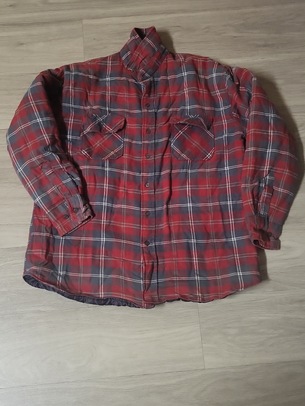Red and Navy Plaid Button-Up Flannel